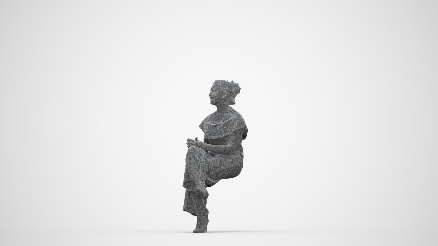 3D scanned woman business casual, photorealistic archviz people for Enscape and SketchUp, wireframe back view
