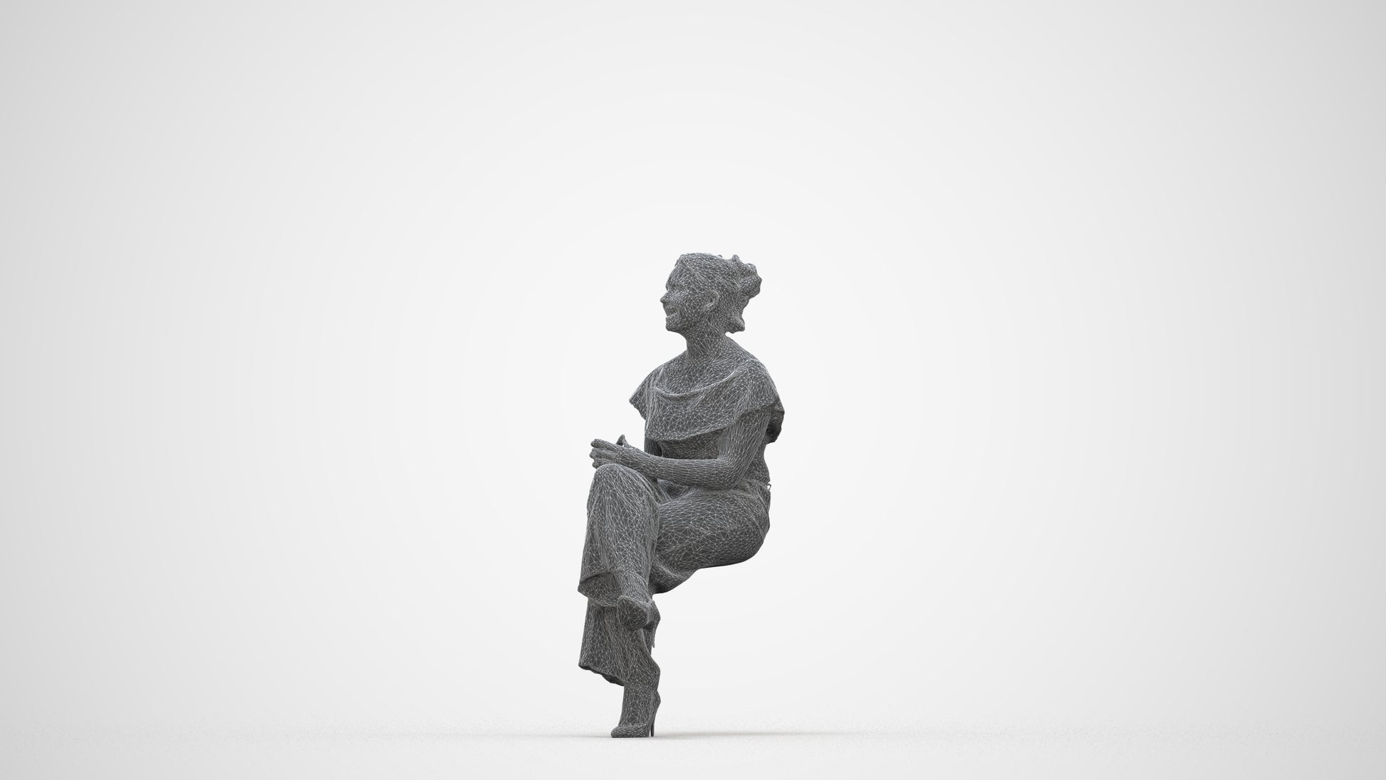 3D scanned woman business casual, photorealistic archviz people for Enscape and SketchUp, wireframe back view