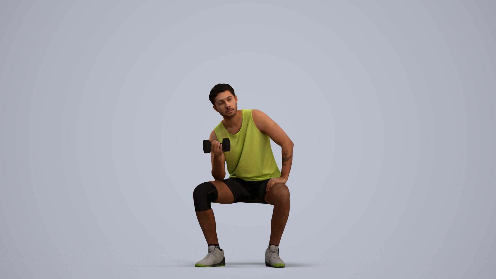 3D people model man sport, scanned human for 3ds Max rendering, standing pose render