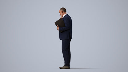 scanned 3D senior man business, photogrammetry people for Enscape and V-Ray, three-quarter view render