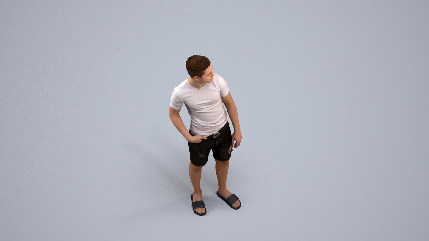 realistic 3D boy casual kids, scanned archviz people for Blender and 3ds Max, back view render