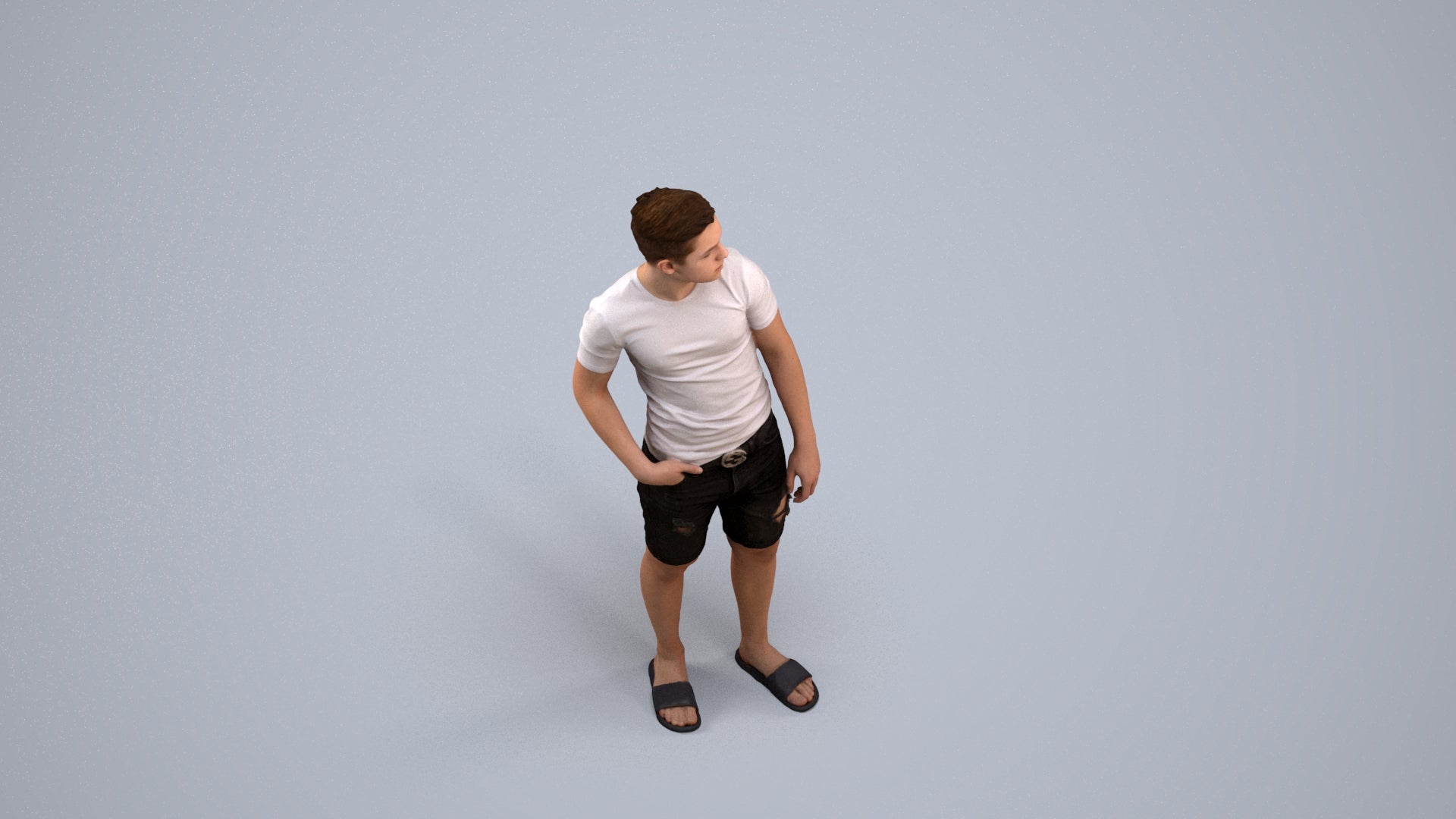 realistic 3D boy casual kids, scanned archviz people for Blender and 3ds Max, back view render