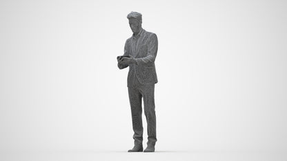 realistic 3D human man business, archviz people FBX OBJ for Blender, wireframe back view