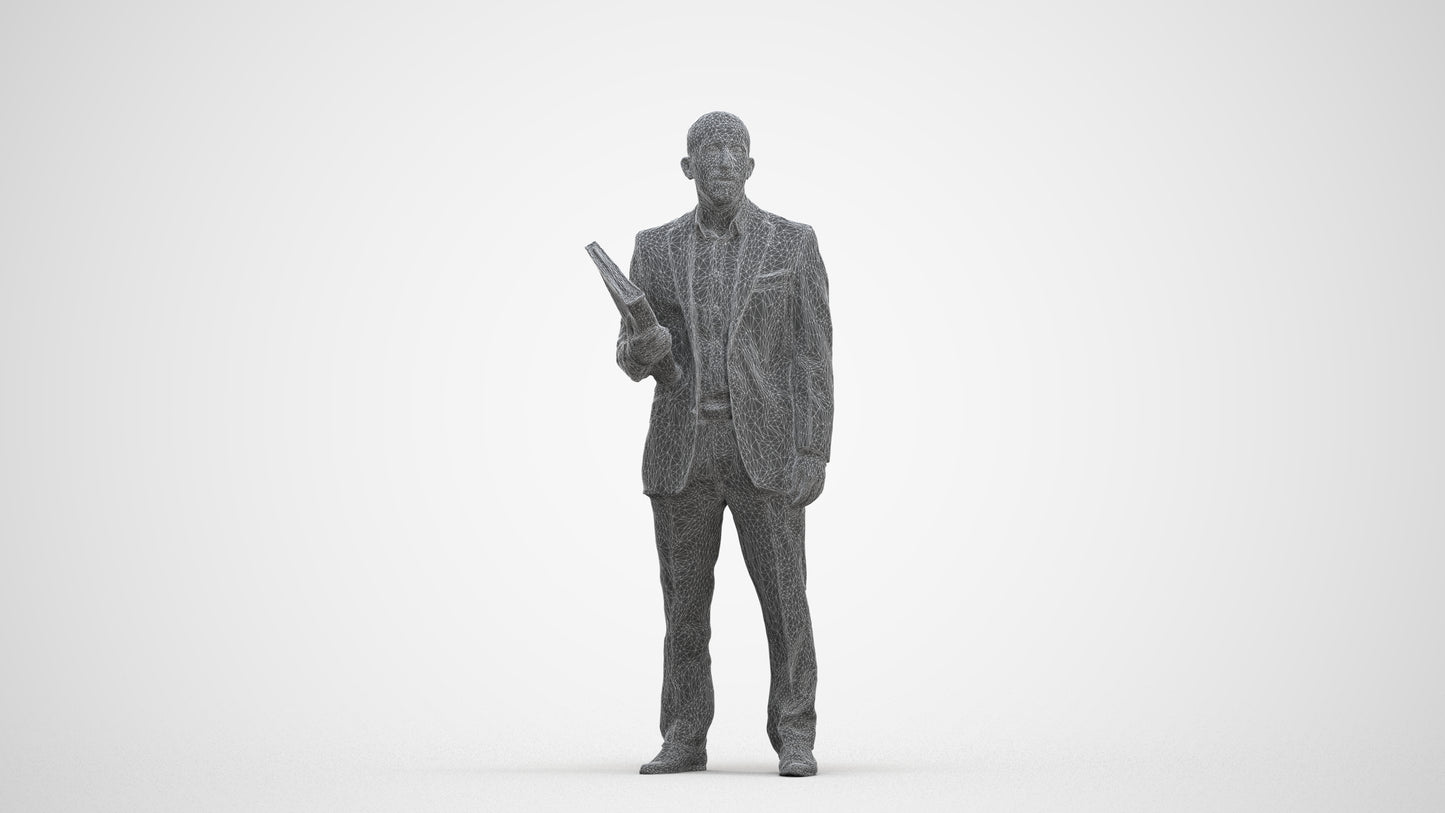 3D scanned man business, photorealistic archviz people for Enscape and SketchUp, three-quarter front view render