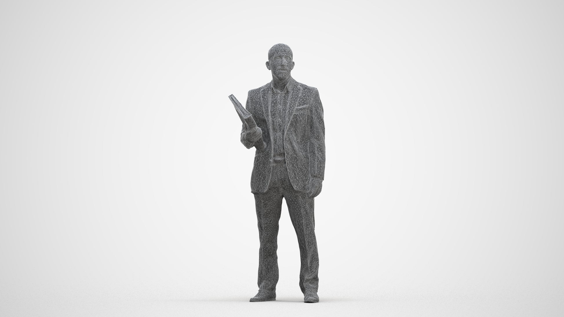 3D scanned man business, photorealistic archviz people for Enscape and SketchUp, three-quarter front view render