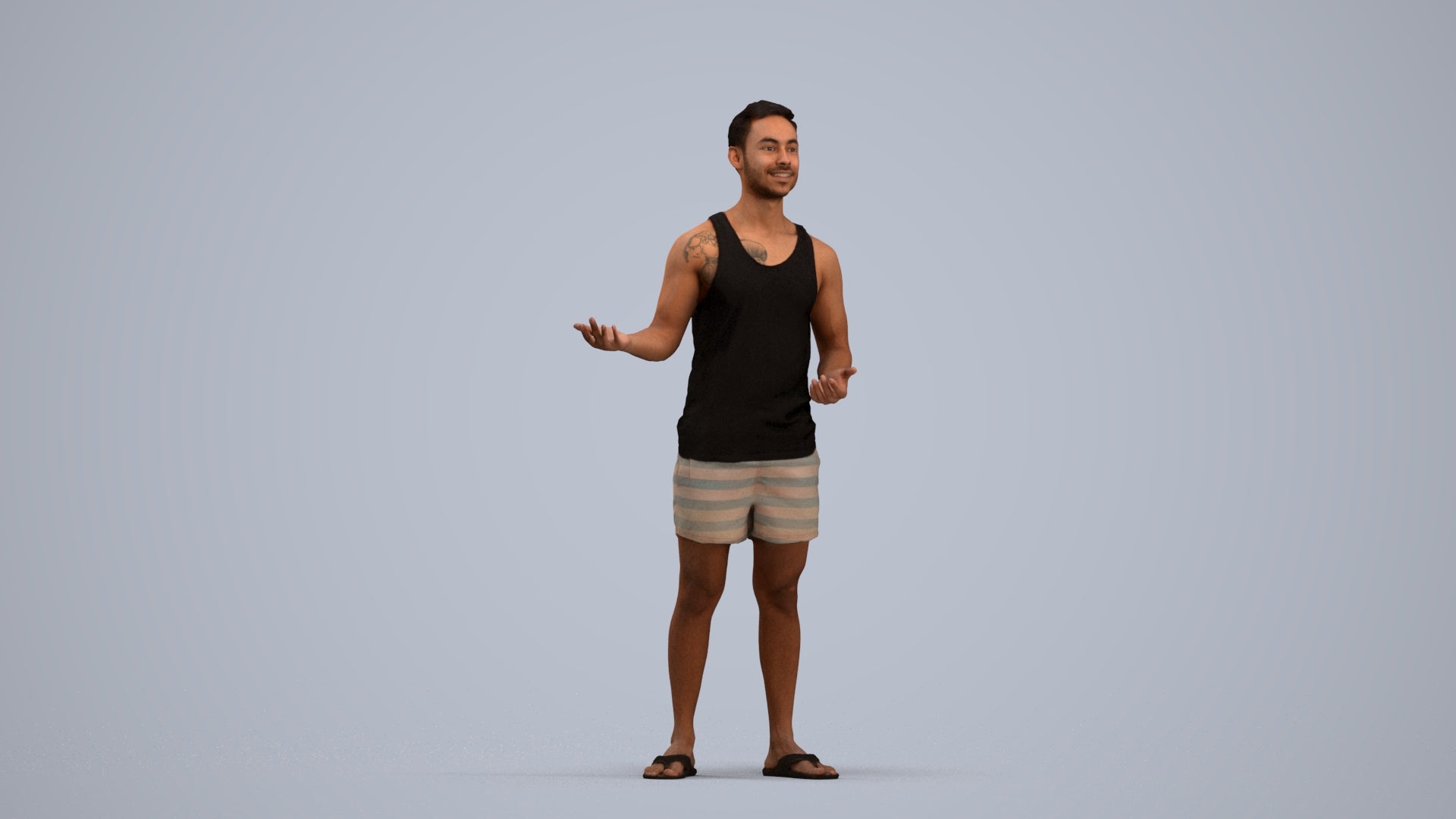realistic 3D human man casual standing, archviz people FBX OBJ for Blender, standing pose render
