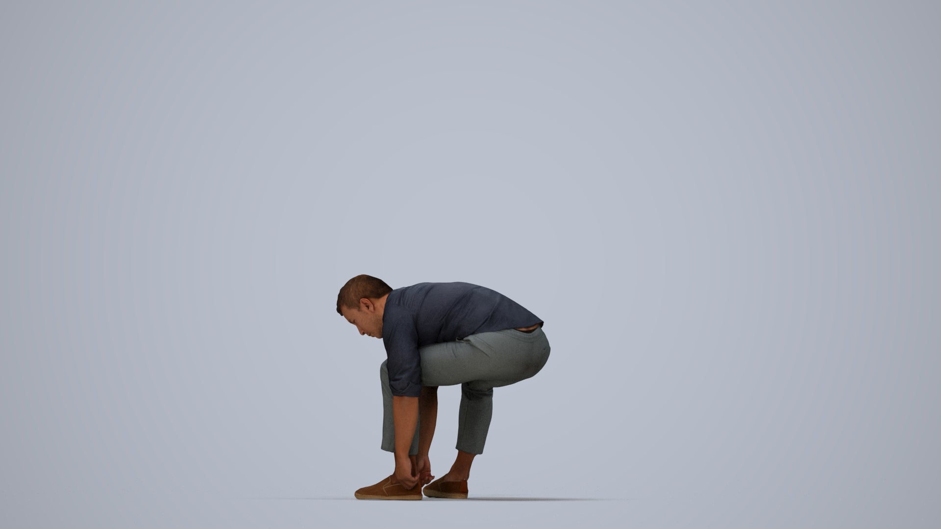3D scanned man sitting casual, photorealistic archviz people for Enscape and SketchUp, top-down view render