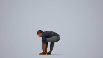 3D scanned man sitting casual, photorealistic archviz people for Enscape and SketchUp, top-down view render