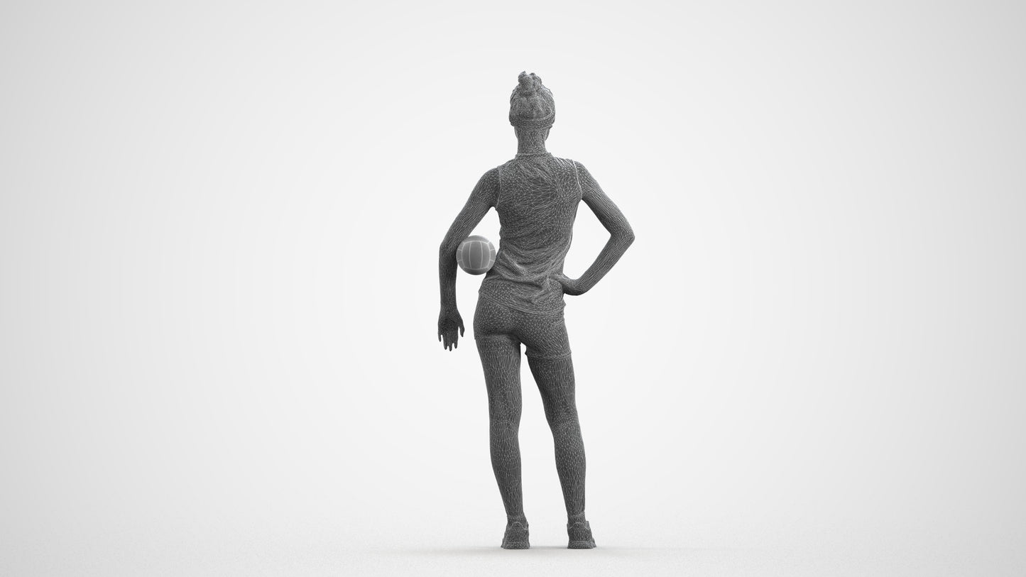 3D people model girl sport, scanned human for 3ds Max rendering, wireframe front view