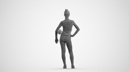 3D people model girl sport, scanned human for 3ds Max rendering, wireframe front view