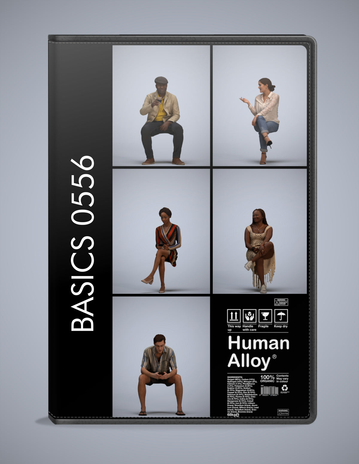 3D human models sitting bundle, 5 photogrammetry scanned people for archviz