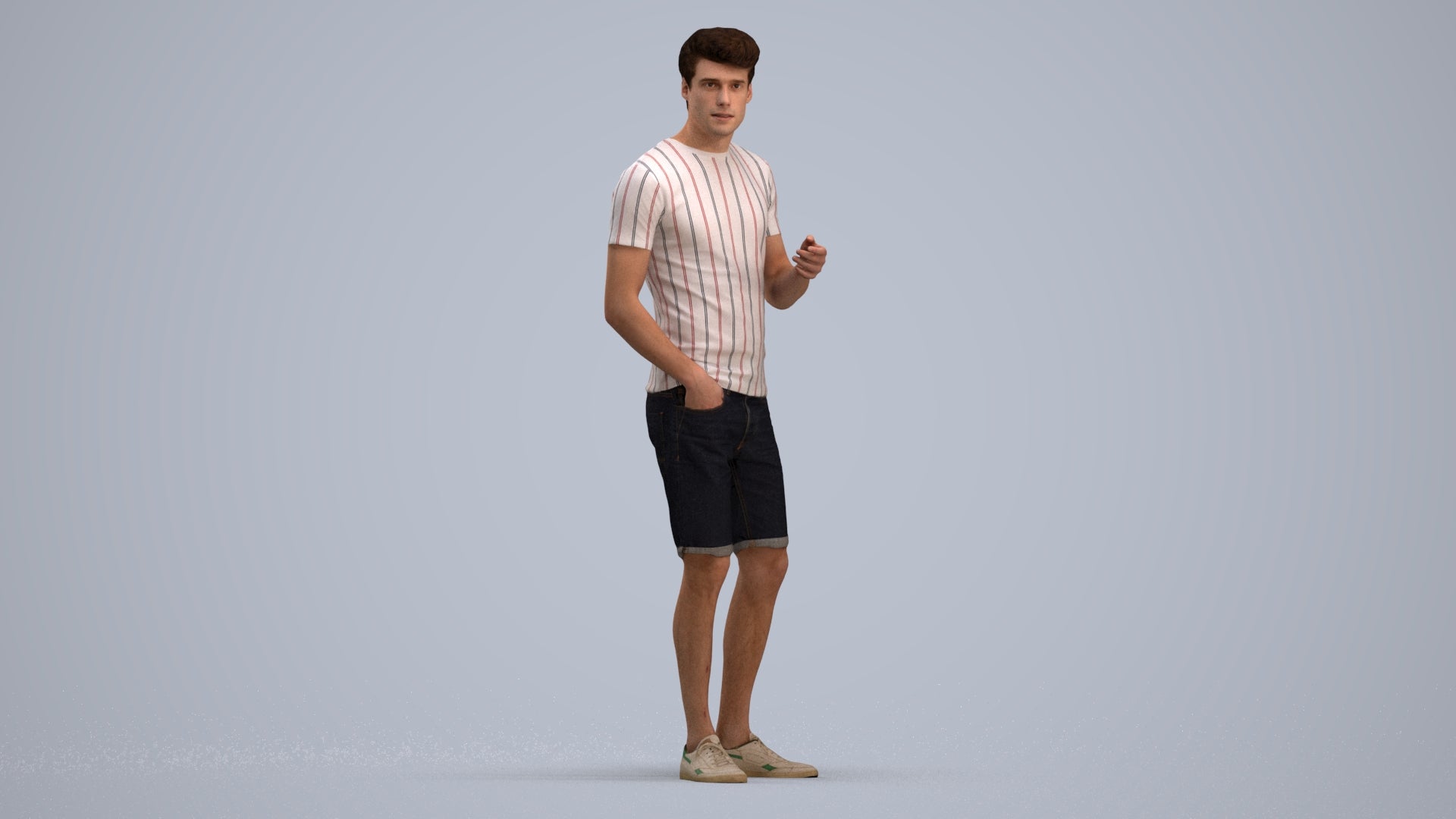 realistic 3D man casual standing, scanned archviz people for Blender and 3ds Max, standing pose render