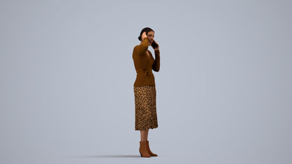 3D people model woman casual standing, scanned human for 3ds Max rendering, side view render