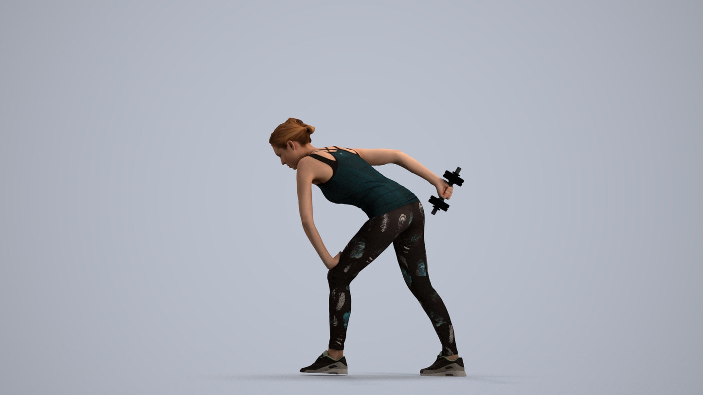 3D people model woman sport, scanned human for 3ds Max rendering, front view render