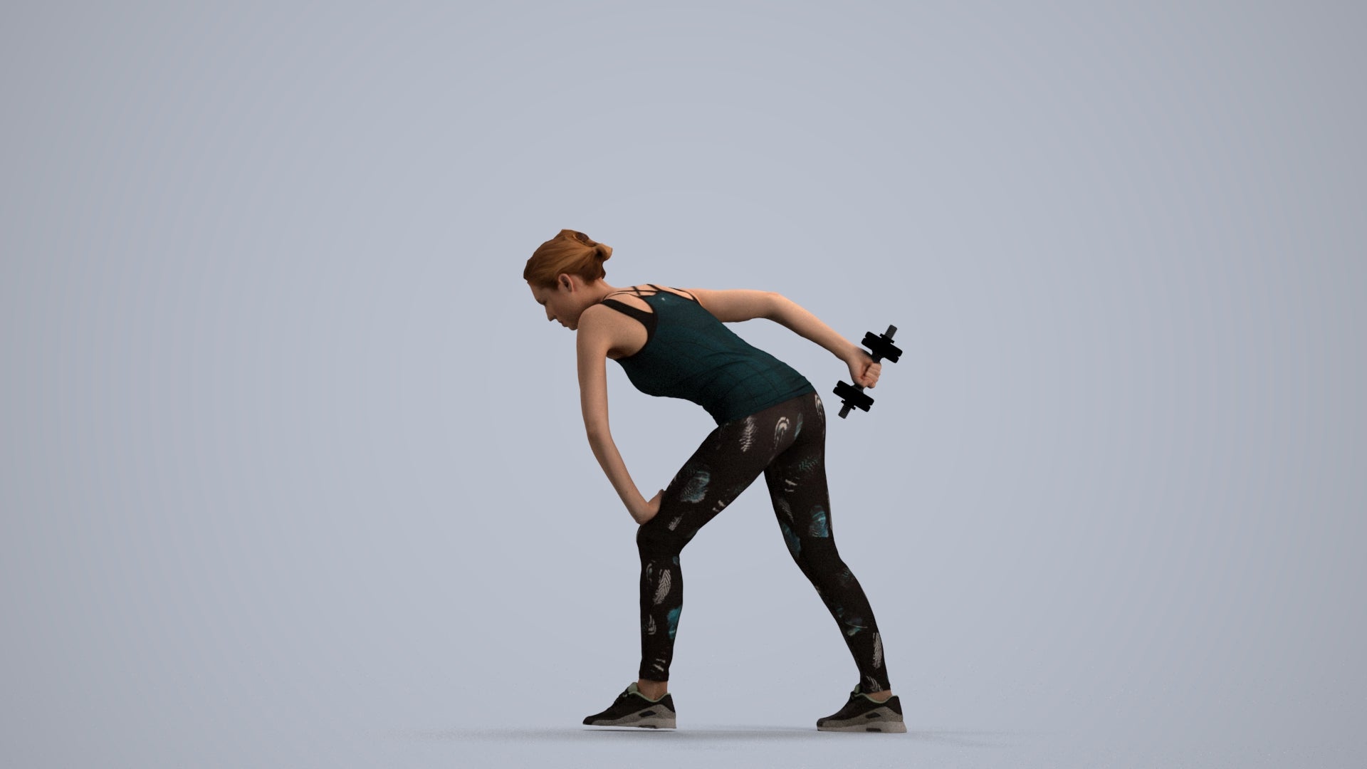 3D people model woman sport, scanned human for 3ds Max rendering, front view render