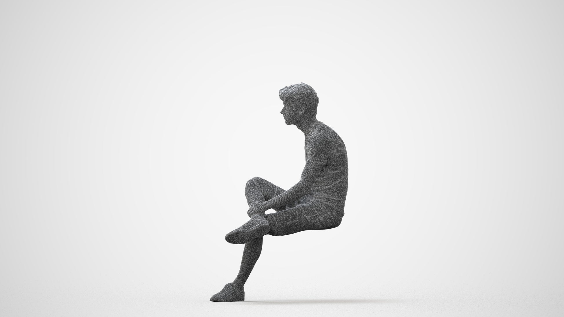 realistic 3D human man casual sitting, archviz people FBX OBJ for Blender, square thumbnail