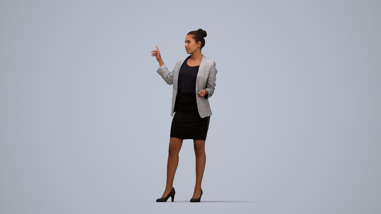 photogrammetry 3D woman business, realistic human model archviz FBX, top-down view render
