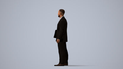 3D people model man business, scanned human for 3ds Max rendering, three-quarter view render