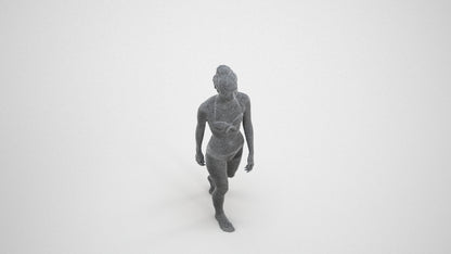 realistic 3D human woman pool, archviz people FBX OBJ for Blender, wireframe three-quarter view