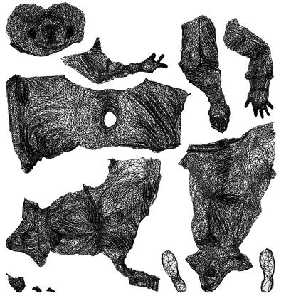photogrammetry 3D man casual sitting, realistic human model archviz FBX, wireframe top-down view