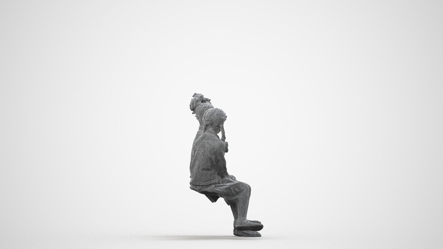 photogrammetry 3D girl kids, realistic human model archviz FBX, wireframe side view