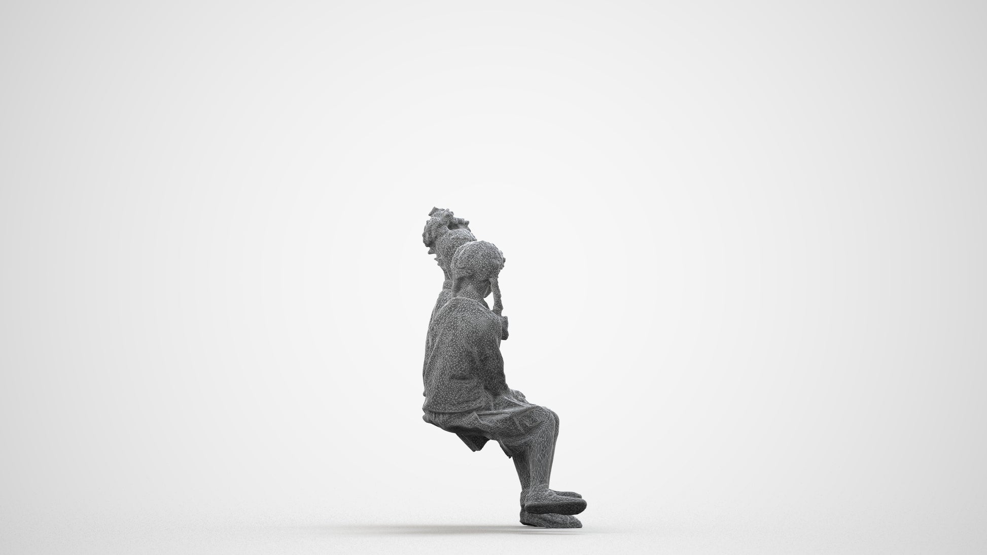 photogrammetry 3D girl kids, realistic human model archviz FBX, wireframe side view