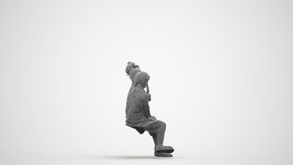 photogrammetry 3D girl kids, realistic human model archviz FBX, wireframe side view