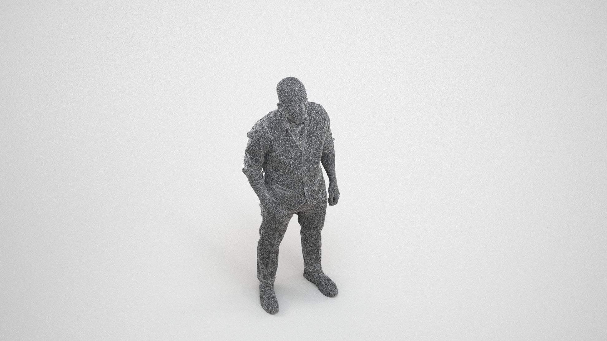 realistic 3D people man business, render-ready for V-Ray and Corona, FBX OBJ, wireframe three-quarter view
