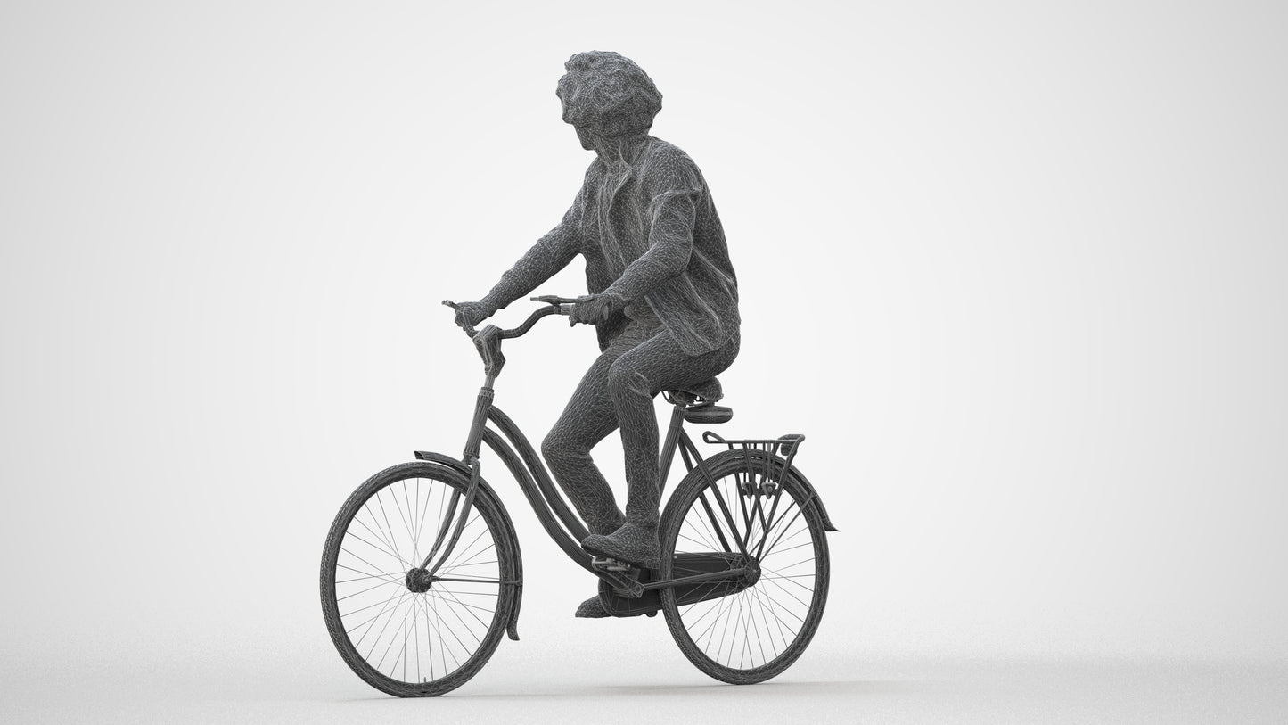 scanned 3D man casual cycling, photogrammetry people for Enscape and V-Ray, square thumbnail