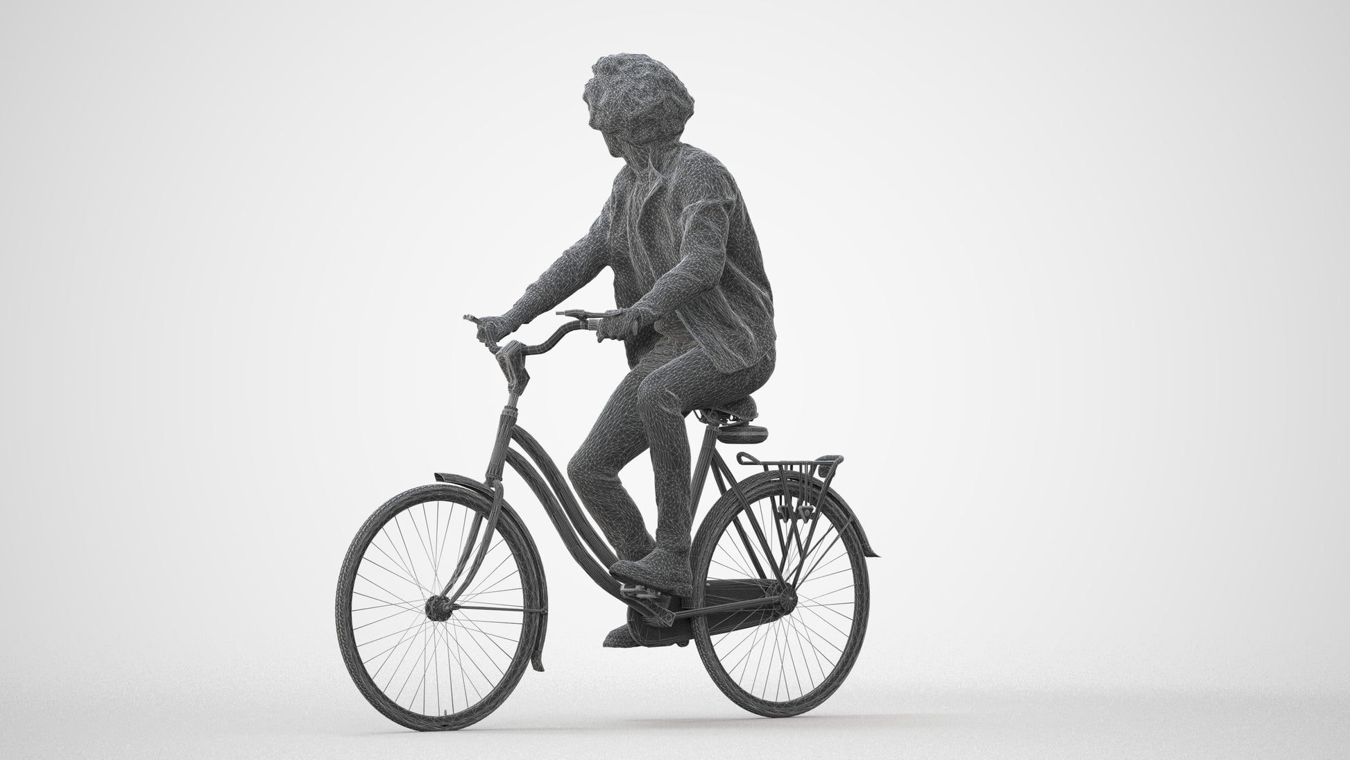 scanned 3D man casual cycling, photogrammetry people for Enscape and V-Ray, square thumbnail
