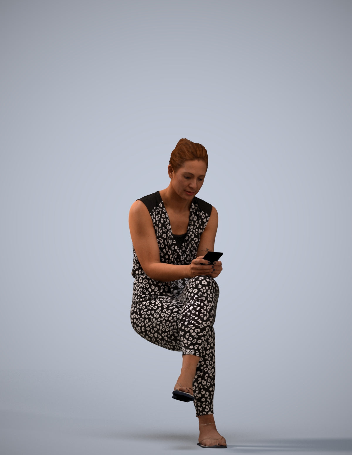 realistic 3D people woman casual sitting, render-ready for V-Ray and Corona, FBX OBJ