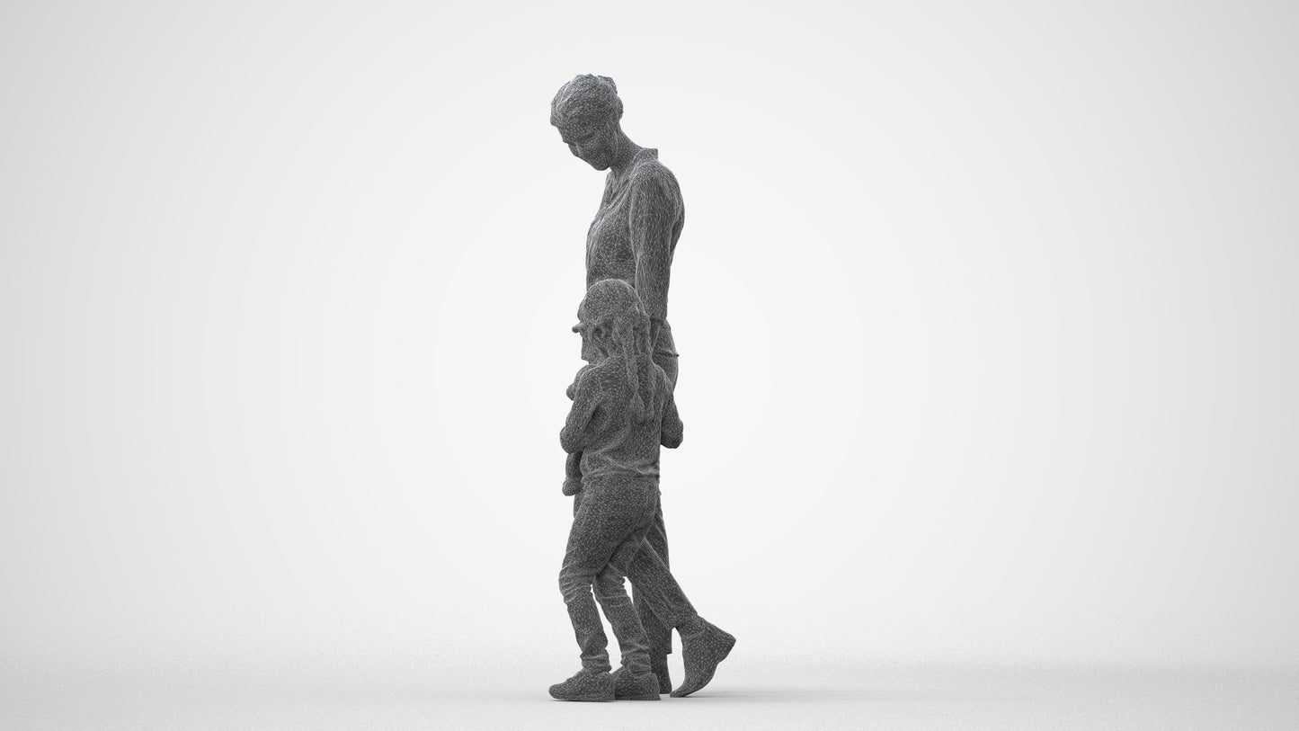 photogrammetry 3D girl casual kids, realistic human model archviz FBX, square thumbnail