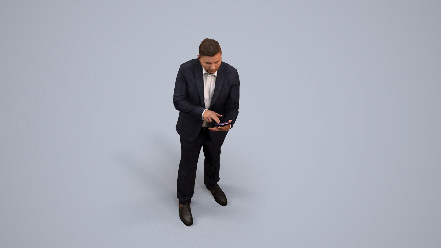 3D scanned man business, photorealistic archviz people for Enscape and SketchUp, back view render