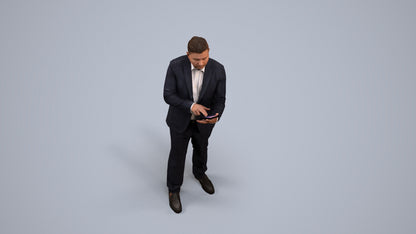 3D scanned man business, photorealistic archviz people for Enscape and SketchUp, back view render
