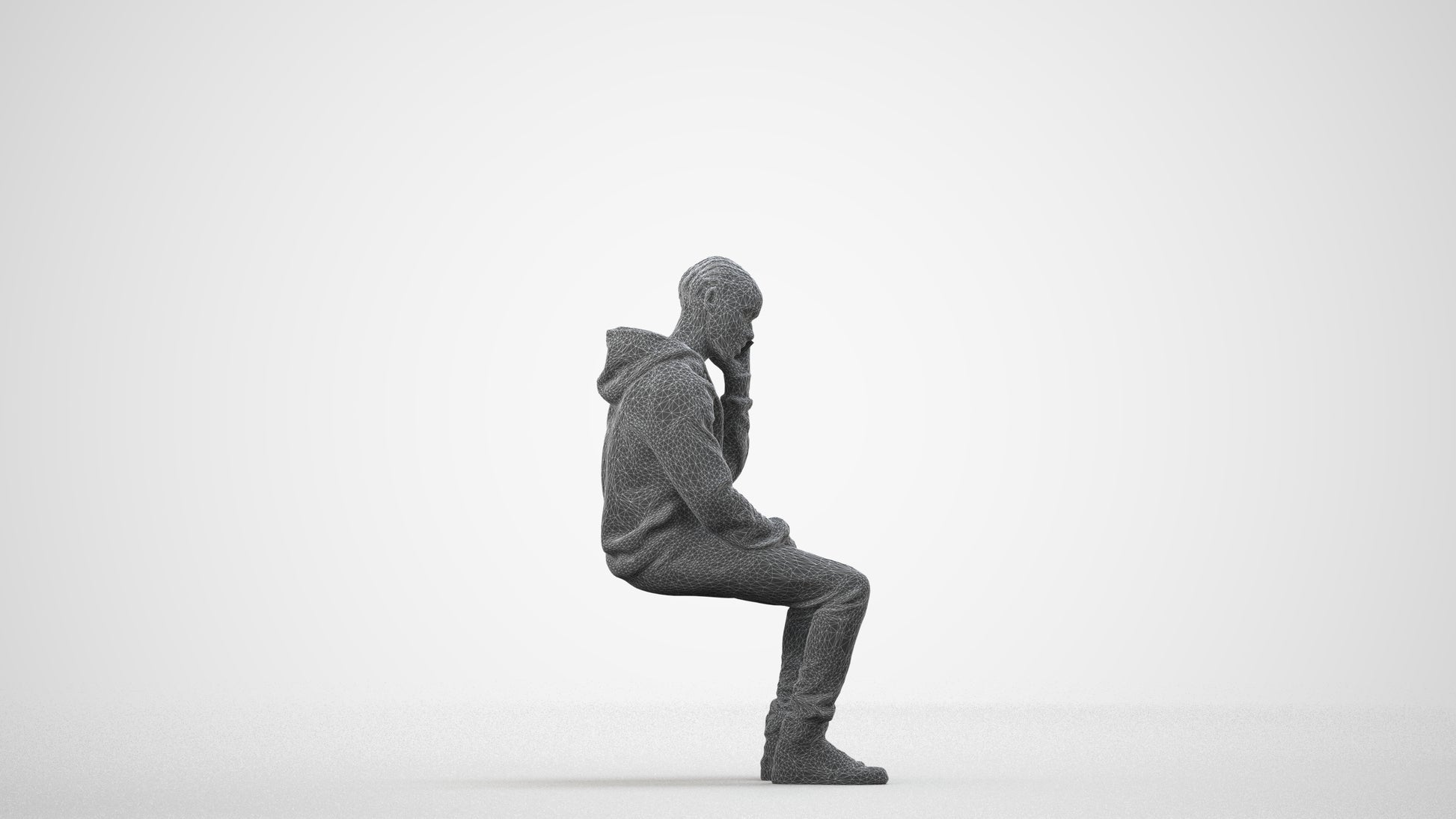 realistic 3D boy casual kids, scanned archviz people for Blender and 3ds Max, wireframe side view