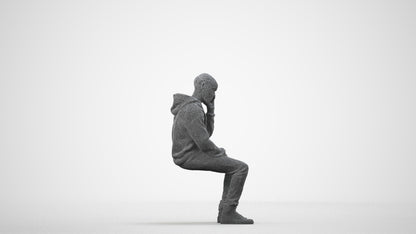 realistic 3D boy casual kids, scanned archviz people for Blender and 3ds Max, wireframe side view