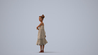 scanned 3D girl casual kids, photogrammetry people for Enscape and V-Ray, three-quarter view render