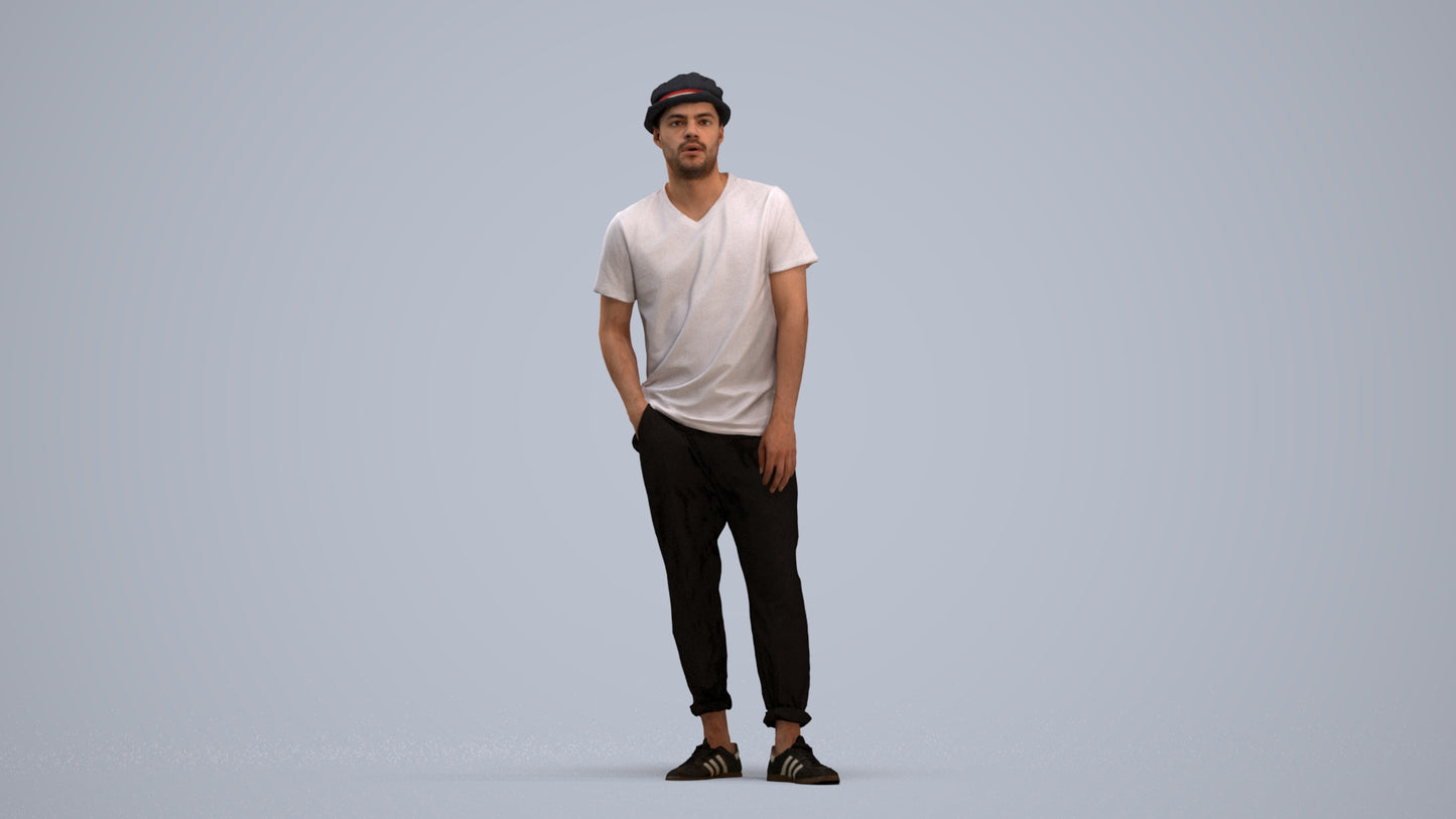 realistic 3D human man casual standing, archviz people FBX OBJ for Blender, standing pose render