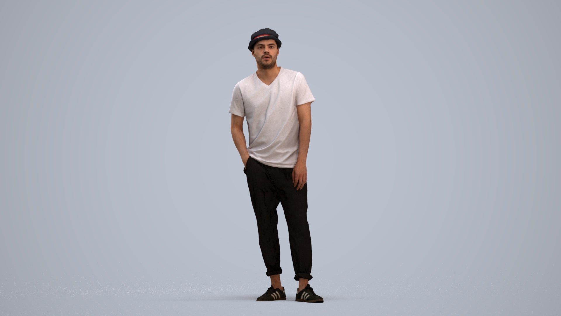 realistic 3D human man casual standing, archviz people FBX OBJ for Blender, standing pose render