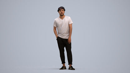 realistic 3D human man casual standing, archviz people FBX OBJ for Blender, standing pose render