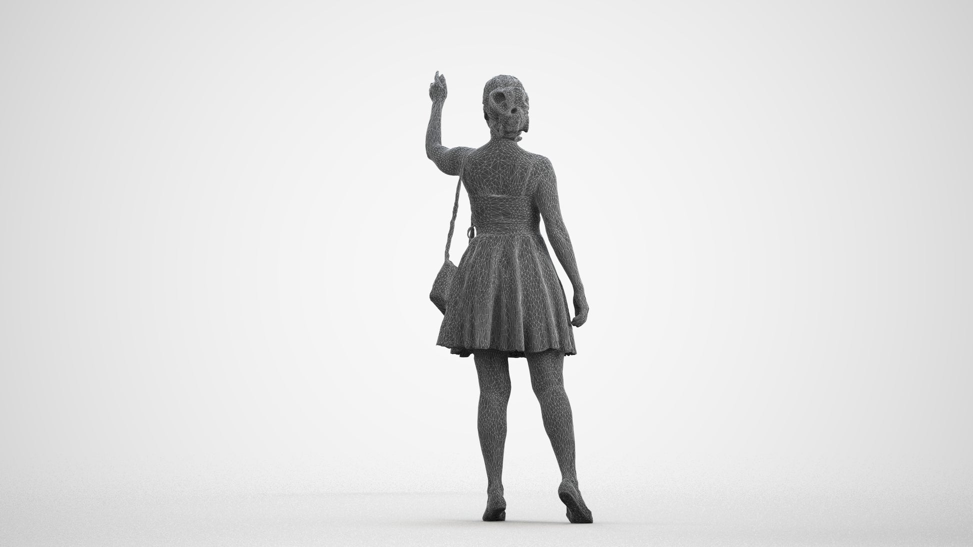 realistic 3D human woman formal formalaffairs, archviz people FBX OBJ for Blender, wireframe front view