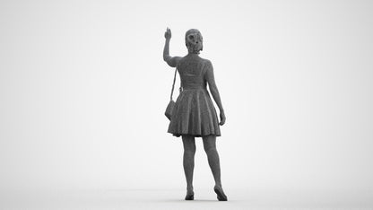 realistic 3D human woman formal formalaffairs, archviz people FBX OBJ for Blender, wireframe front view