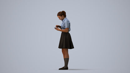 realistic 3D human girl kids, archviz people FBX OBJ for Blender, three-quarter view render