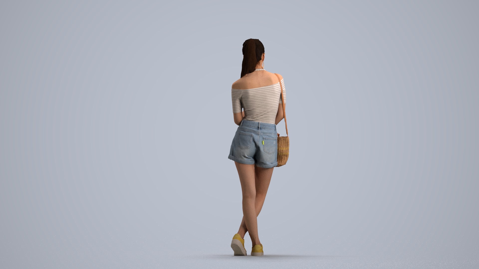 photogrammetry 3D woman casual standing, realistic human model archviz FBX, front view render