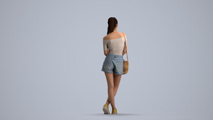 photogrammetry 3D woman casual standing, realistic human model archviz FBX, front view render