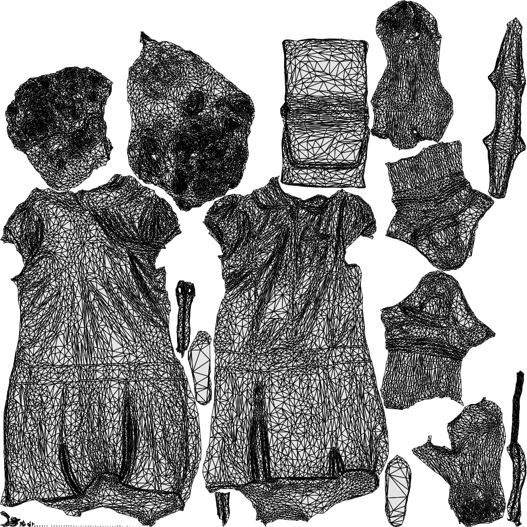 scanned 3D girl casual kids, photogrammetry people for Enscape and V-Ray, wireframe top-down view