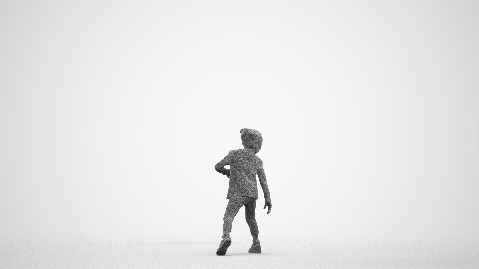 3D people model girl casual kids, scanned human for 3ds Max rendering, wireframe front view