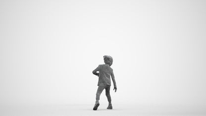 3D people model girl casual kids, scanned human for 3ds Max rendering, wireframe front view