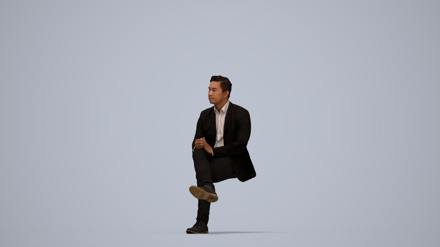 realistic 3D people man business, render-ready for V-Ray and Corona, FBX OBJ, top-down view render