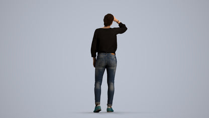 3D scanned woman standing casual, photorealistic archviz people for Enscape and SketchUp, front view render